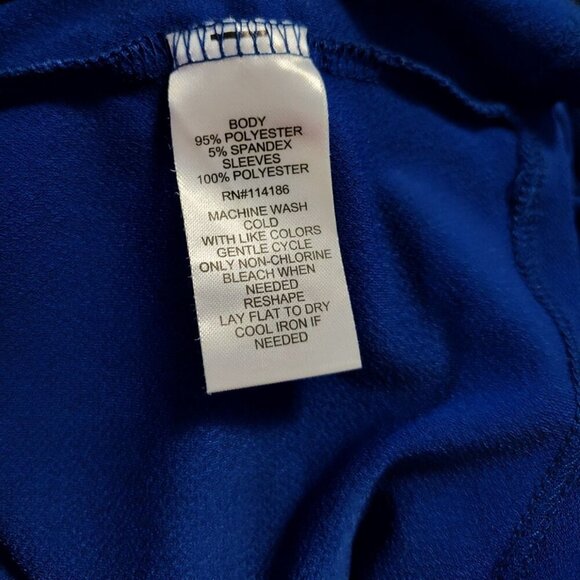 Love Scarlett Blue Blouse Women Size XL Sheer 3/4 Sleeve Silver Chain Accent - Picture 5 of 8